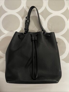 Derek Lam Black Leather Drawstring Shoulder Bag